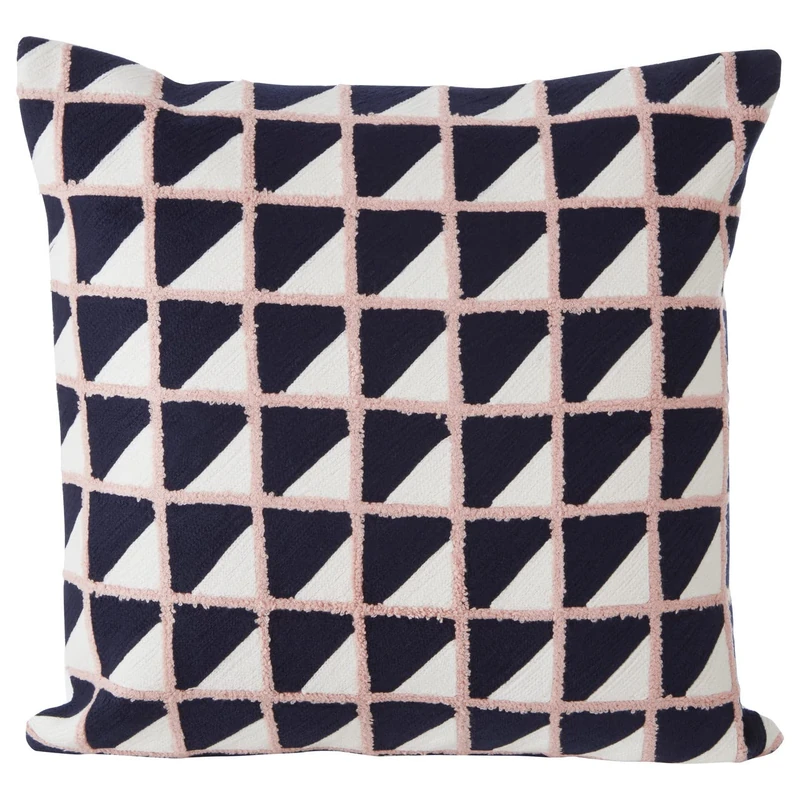 Premier Housewares Grid Design Cushion, Unique Textile, Sofa Cushions, Embroidered Pattern, Contemporary Accent Piece, Vibrant Colors, W45 x D45 x H3cm - Image 1