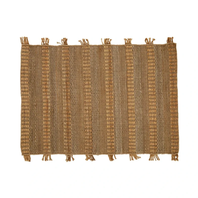 Premier Housewares Small Striped Rug For Living Room/Hand Crafted Hemp Bedroom Rug/Sustainable Rugs For Bedroom W180 x D120 x H1cm Weight 6.1kg.