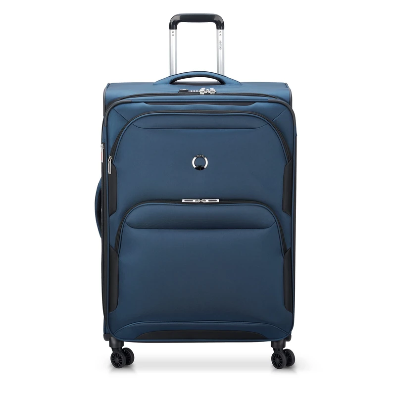 DELSEY Paris Sky Max 2.0 Softside Expandable Luggage with Spinner Wheels, Blue, Checked-Large, 28 Inch, Sky Max 2.0 Softside Expandable Luggage with Spinner Wheels