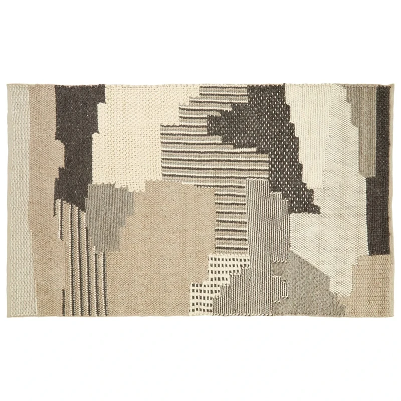 Premier Housewares Large Patchwork Rug, Cotton, Wool Bedroom Rug, Handcrafted, Aesthetic Finish, Childrens Rug, Muted Color Palette, Patchwork Design, W240 x D150 x H1cm, Weight 10.08.
