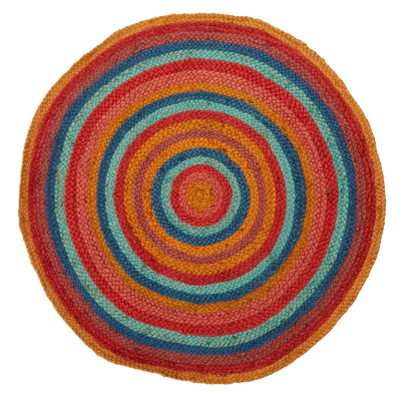 Premier Housewares Kids Multicolour Rug, Cotton, Textile Bedroom Rug, Handwoven, Lion Shape, Childrens Rug, Gold and White Rug, W100 x D100 x H1cm, Weight 1.4
