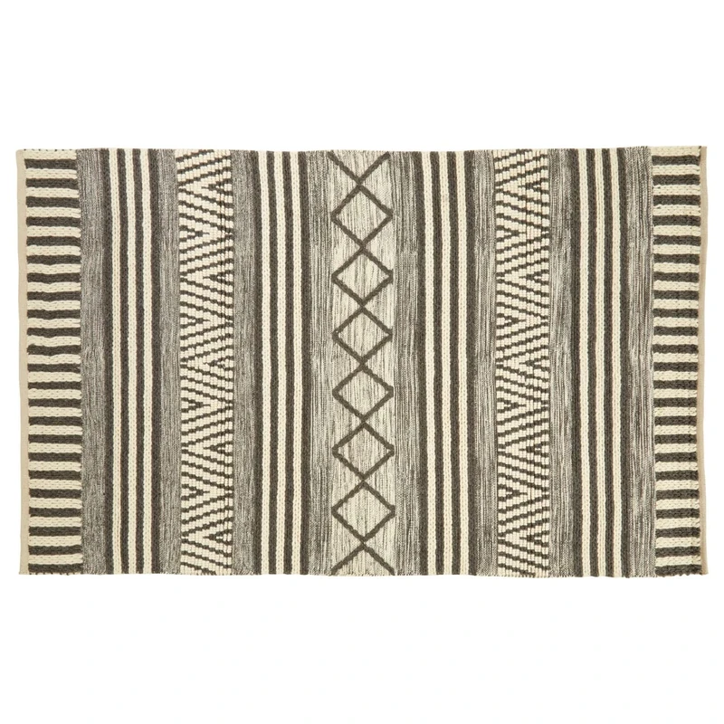 Premier Housewares Geometric Rug Large, Cotton, Wool Bedroom Rug, Aesthetic Finish, Childrens Rug, Muted Color Palette, Tribal Inspired Design, W240 x D150 x H1cm, Weight 8.15.