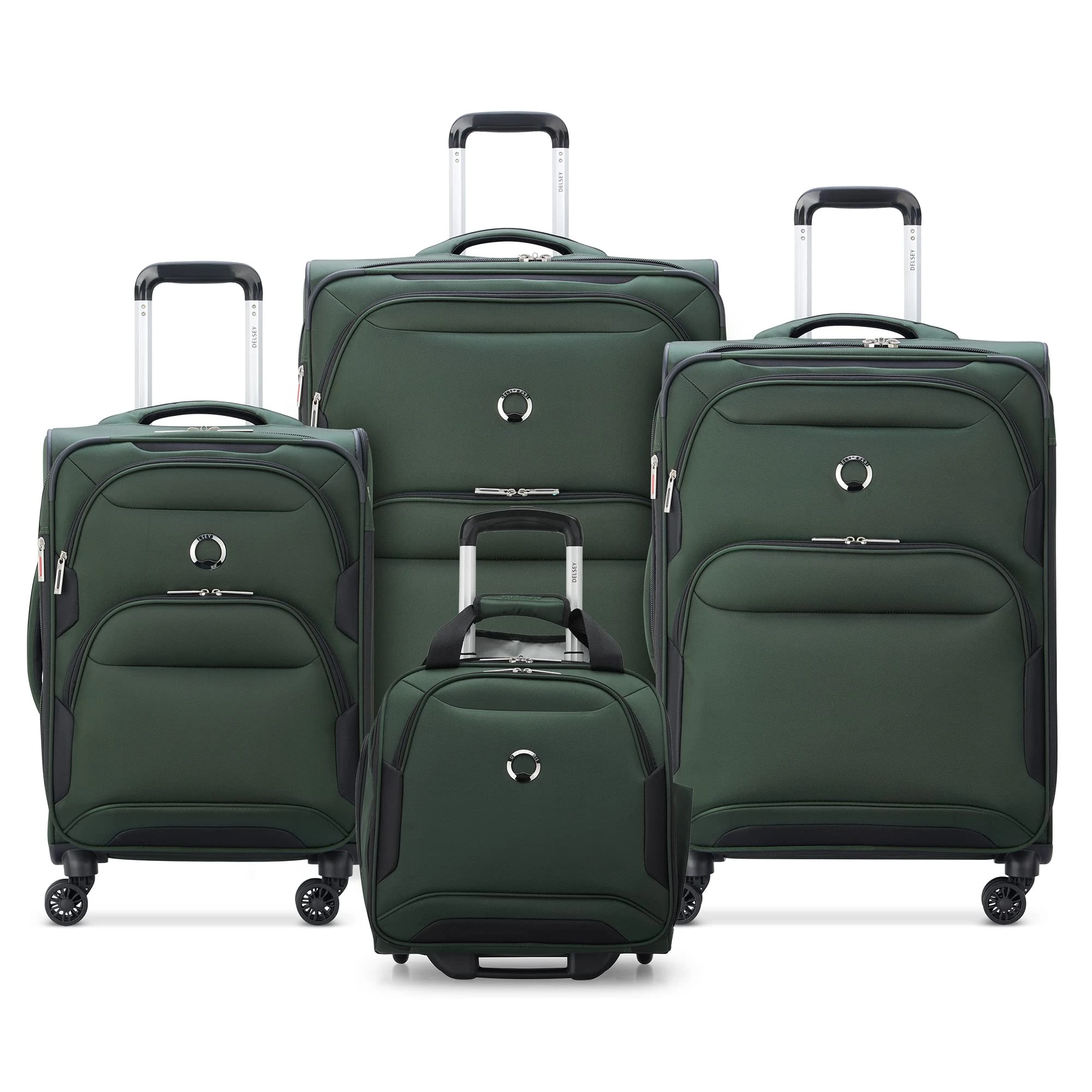 DELSEY PARIS Sky Max 2.0 Softside Expandable Luggage with Spinner Wheels, Green, Carry-on 21 Inch, Sky Max 2.0 Softside Expandable Luggage with Spinner Wheels