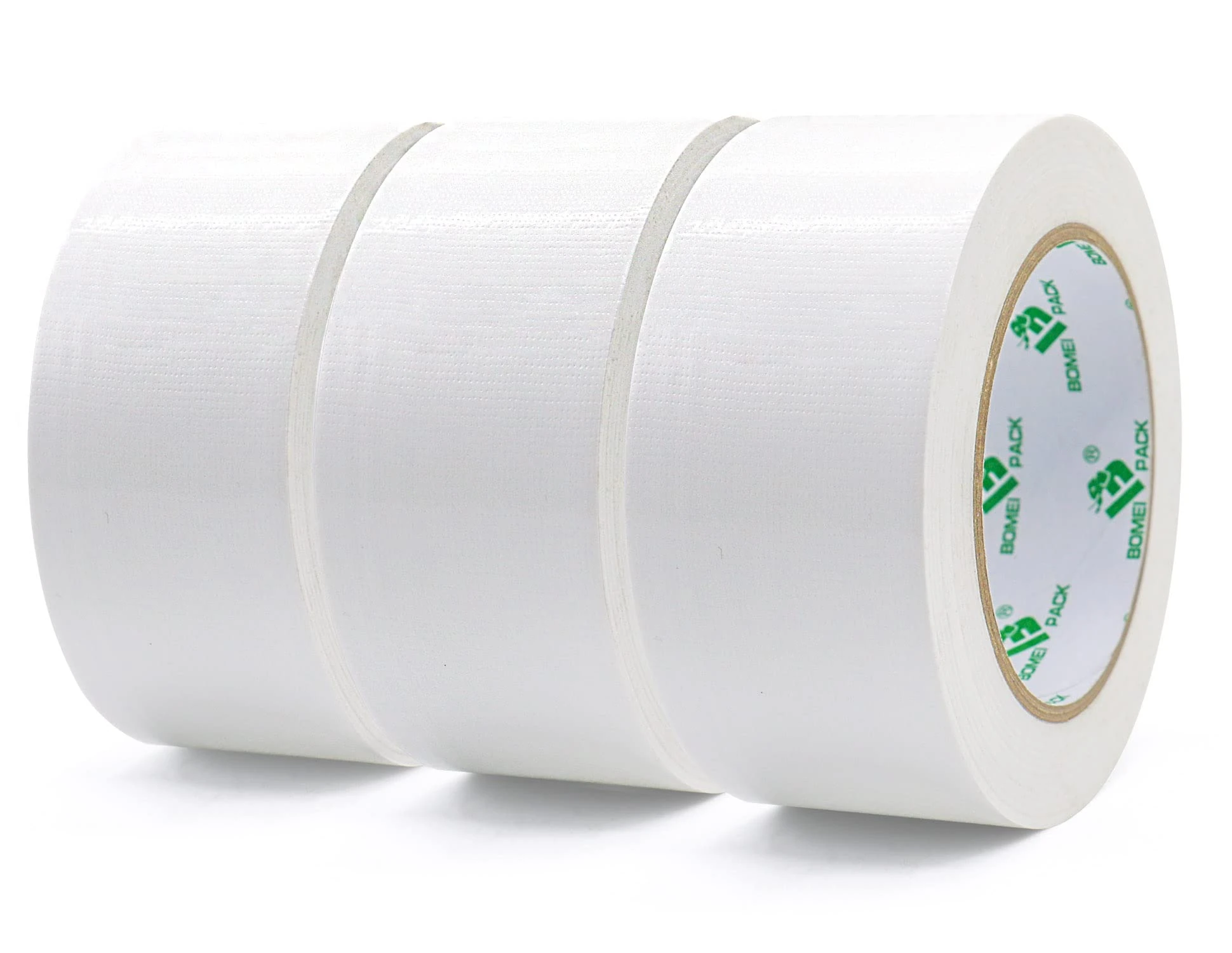 BOMEI PACK White Duct Tape 3 Rolls Reinforced Waterproof Heavy Duty 48mm x 30m Cloth Gaffer Tape for Repairing,Sealing,Bundling,Strapping
