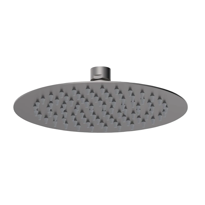 nuie A7082 Arvan Modern Bathroom Round Fixed Shower Head, 200mm x 200mm, Brushed Pewter