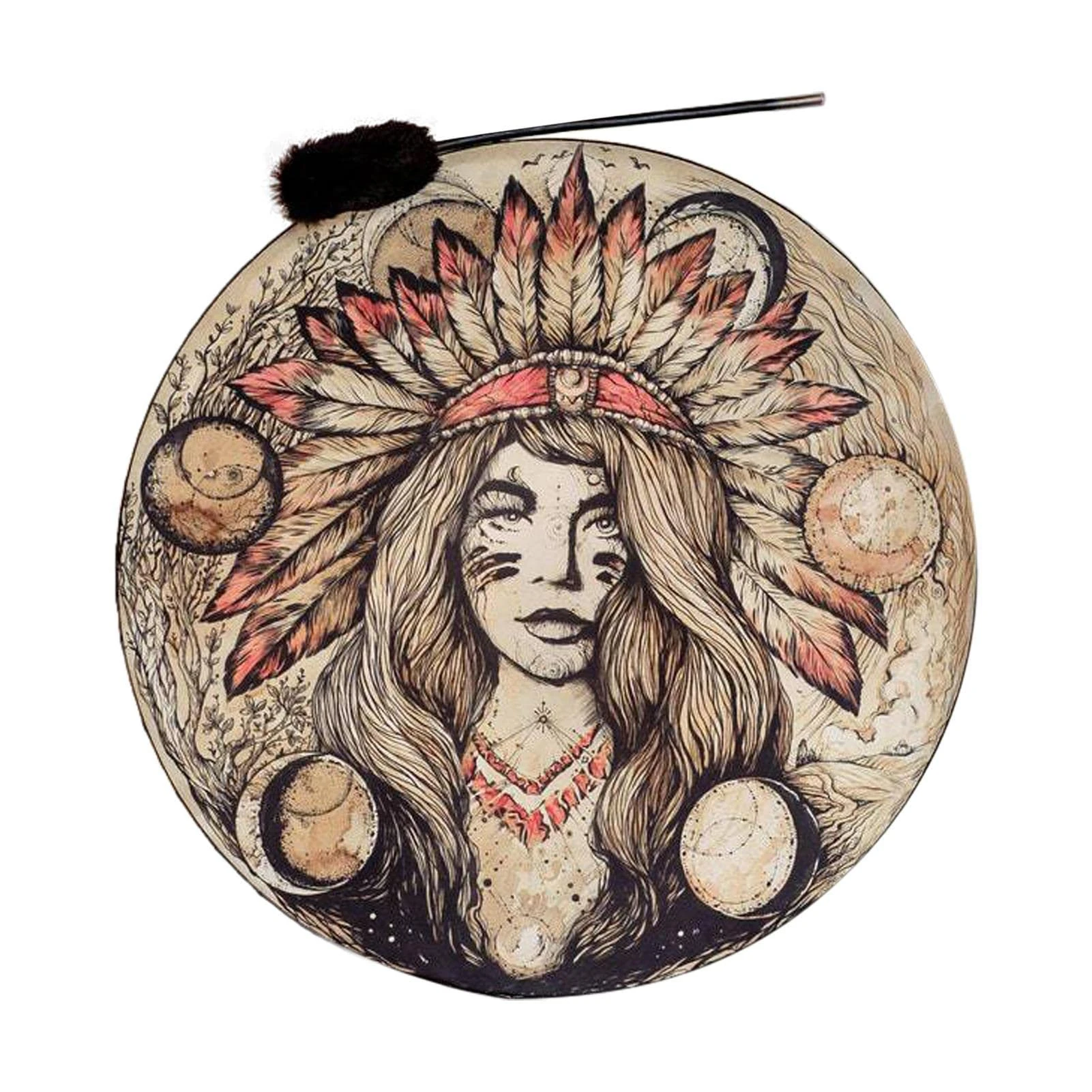 GIMOCOOL Shamanic Hand Drum With Beater, Shaman Drum for Adults - Handmade Vegan Spiritual Music Instrument