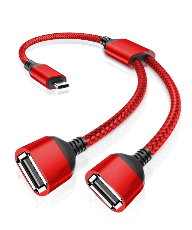 RUXELY USBC to Dual USB Adaptor 0.3M,USBC Male to Double USBA Female Adapter,Thunderbolt 3 Type C to 2 USB OTG Splitter Cable for MacBook Pro Air,iPad,Apple iPhone 16 15,Samsung S25 Ultra,Mac,iMac