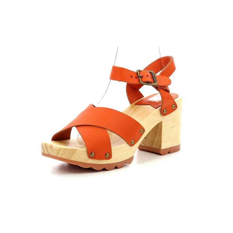 KICKERS Women's Kick Wise Heeled Sandal, Orange Brick, 3.5 UK