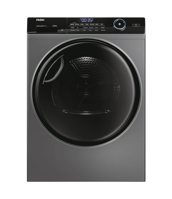 Haier HD90-A3959S Tumble Dryer with LED Display, 9kg Load, Heat Pump, Graphite, A+++ Rated