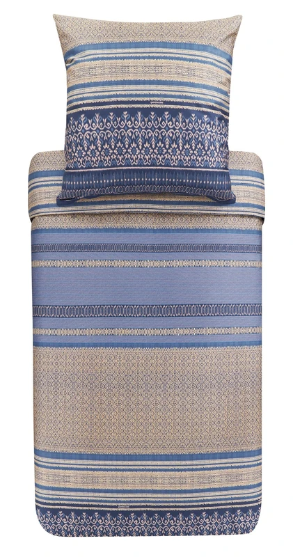 Bassetti Roccaraso B1 9323438 Bed Linen Set Cotton Mako Satin in Blue 2-Piece with Zip Closure 155 x 220 cm / 80 x 80 cm - Image 1
