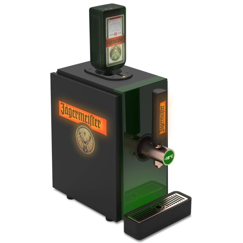 Jägermeister Shot Machine 2 – Herbal Liqueur at -18 °C – Serve masterfully – The Beer Machine with Cooling adapts to Bottle Sizes from 0.35 l - 0.5 l - 0.7 l - 1 l -