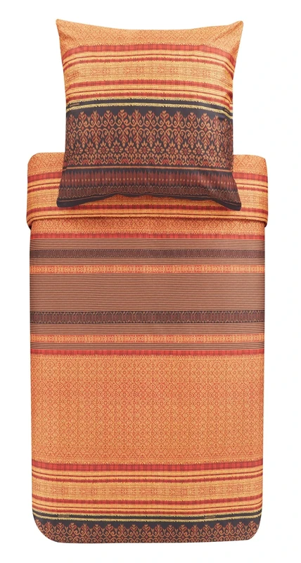 Bassetti Roccaraso R1 9323442 Bed Linen Set Cotton Mako Satin in Red 2-Piece with Zip Closure 200 x 200 cm / 80 x 80 cm