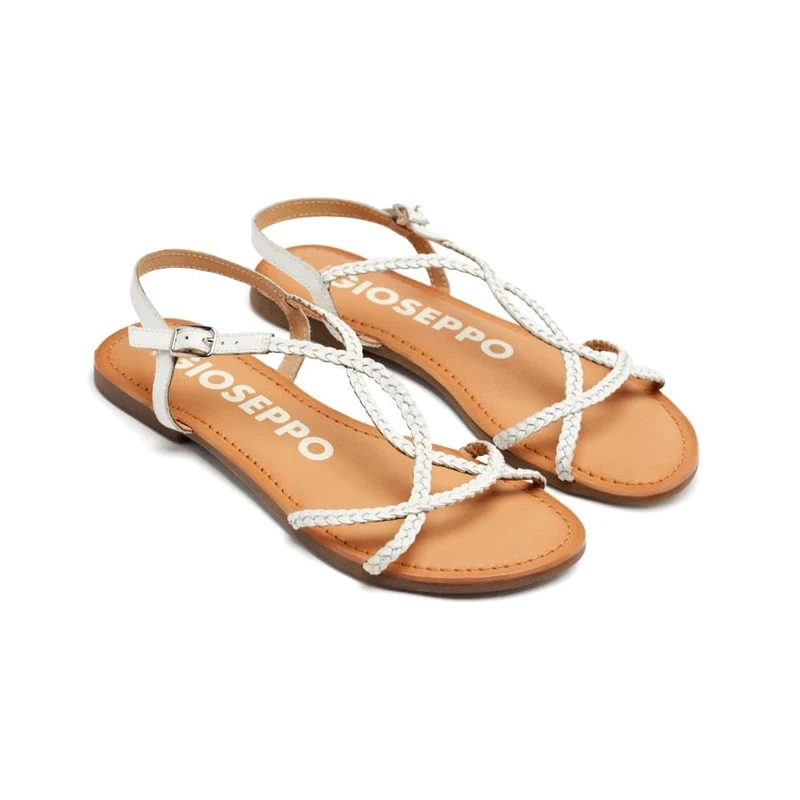 GIOSEPPO White Braided Spaghetti Strap Sandals for Women Nioac, white, 8.5 UK