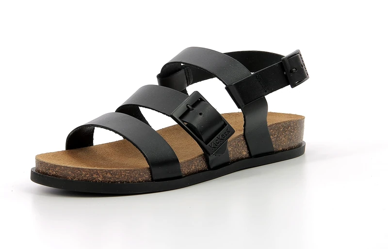 KICKERS Women's Kick Alana Flat Sandals, black, 4 UK