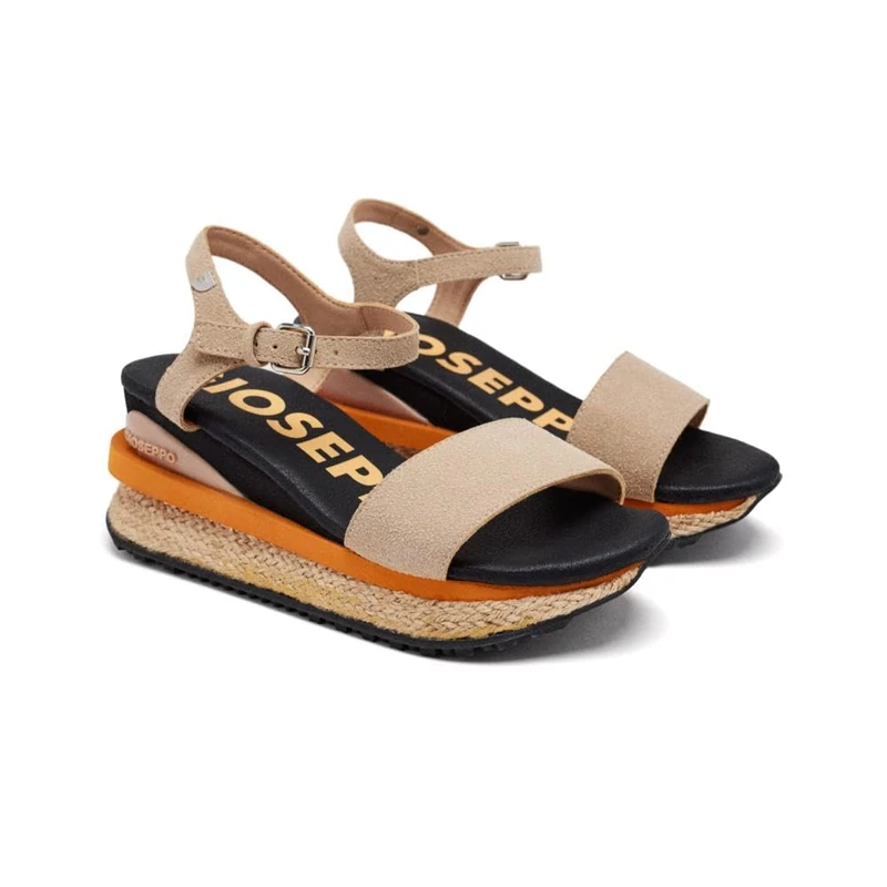 GIOSEPPO Benay Beige Sports Sandals with wedge for Women, beige, 8.5 UK