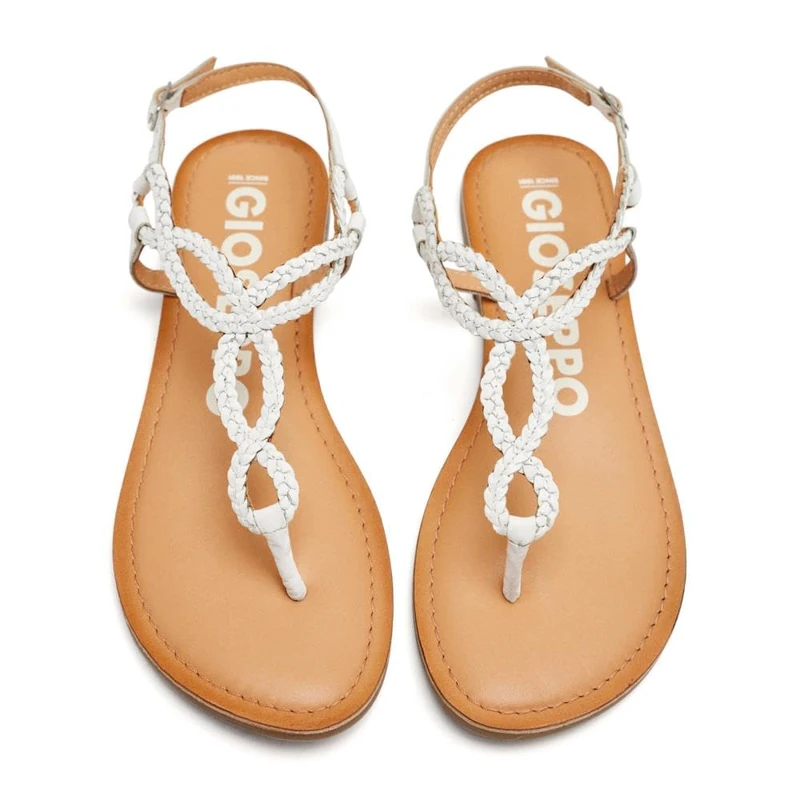 GIOSEPPO White Braided Strappy Sandals for Women Merignas, white, 8 UK