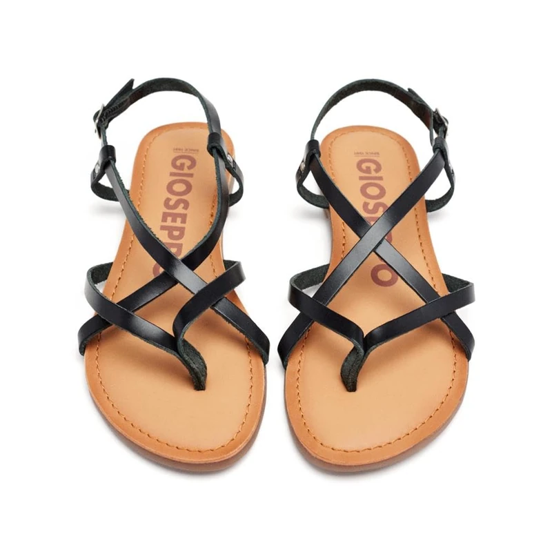 GIOSEPPO lelex Women's Roman Style White Sandals, Black/White, 8 UK