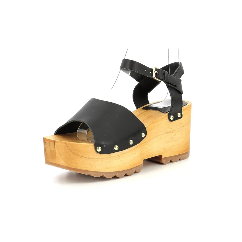 Kickers - Kickers Femme Wedge Wise Sandale à Talon - B0DY47HG6R - Noir Argent Metallise, 40 EU