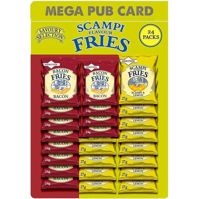 Smith Savoury Scampi Fries and Bacon Fries 50 50 Mixed Pub Cards with Lemon Bacon Flavored for Light Snack Sold By VR Angel