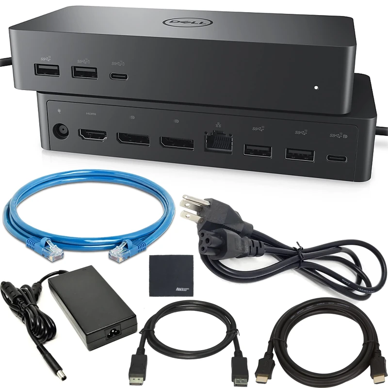Dell Universal Dock (UD22): USB-C Docking Station with Future-Ready Design + HDMI & DisplayPort Cables + Ethernet - Dock Hub Bundle