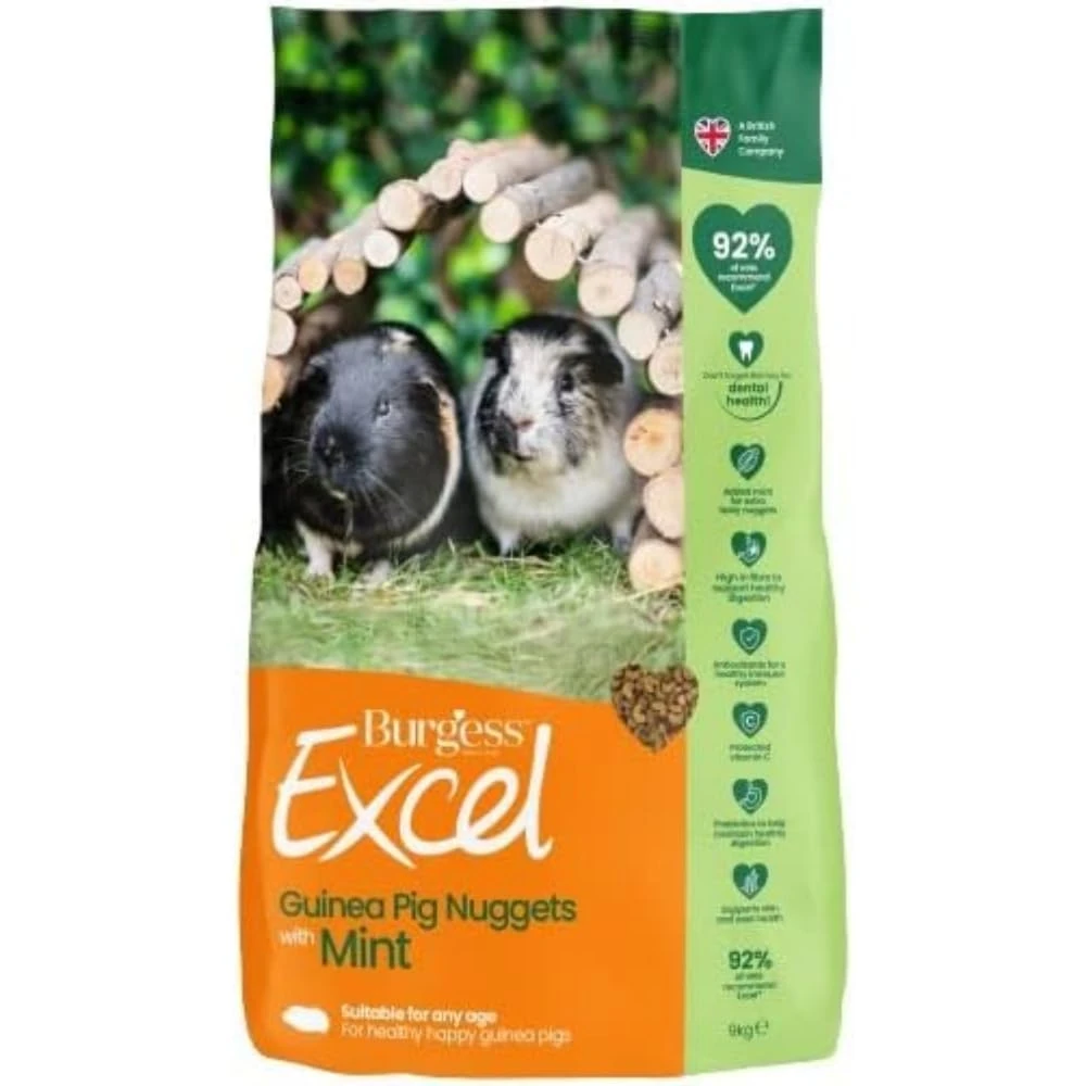 Burgess Excel Guinea Pig Nuggets with Mint 9kg, Green