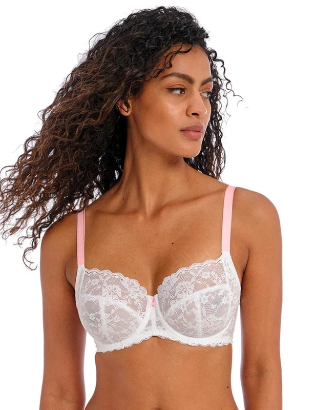 Freya Women's Offbeat Underwire Side Support Bra Full Coverage, Opaque, White, 36H US