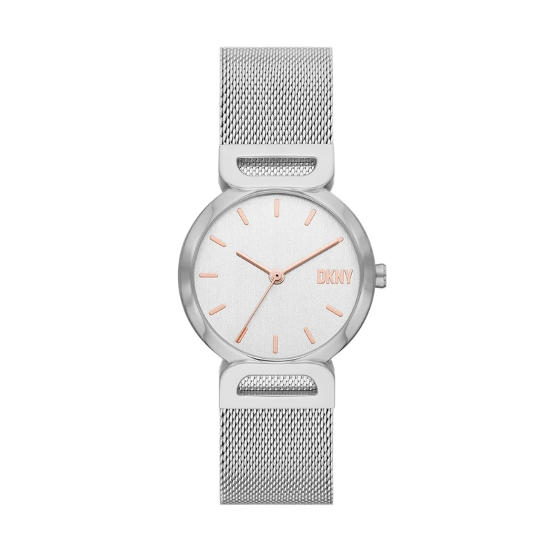 DKNY Watch for Women Downtown D, Three Hand movement, 34mm Silver Stainless Steel case with a Stainless Steel strap, NY6623