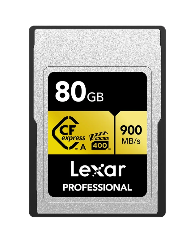 Lexar Professional 80GB CFexpress Type A Gold Series Memory Card, Up to 900MB/s Read, Cinema-Quality 8K Video, Rated VPG 400 (LCAGOLD080G-RNENG)