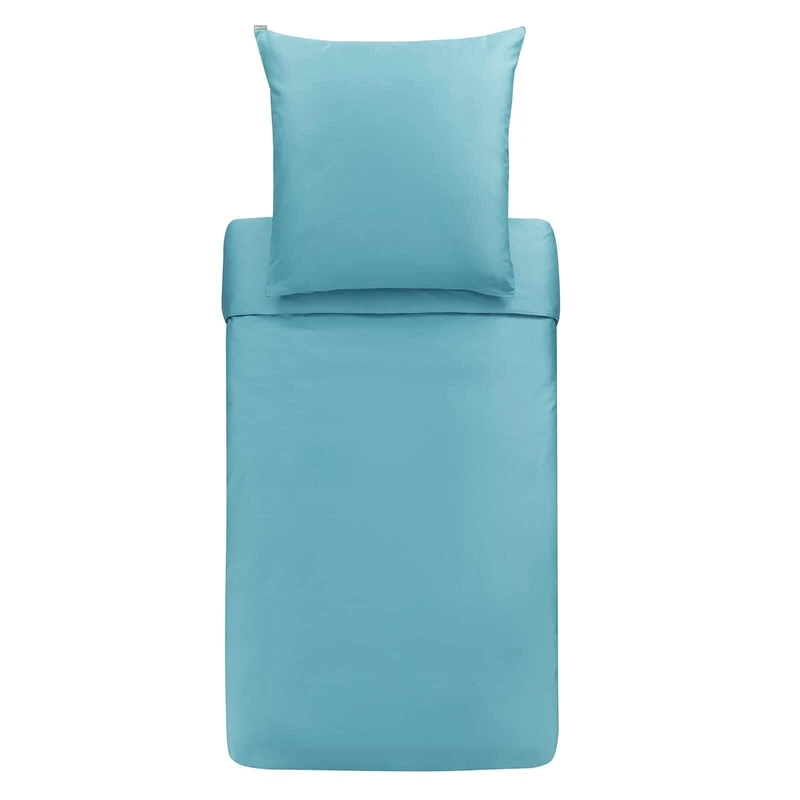 Bassetti 9324562 Plain 1270 Bed Linen Set Made of Cotton Mako Satin in Agave Colour 2-Piece with Zip Closure 135 x 200 cm / 80 x 80 cm