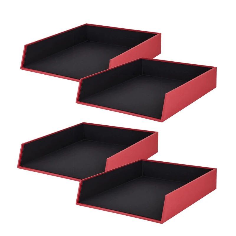 Rössler Papier 1335452360-4 - S.O.H.O Ordner voor DIN A4, rood, 4 stuks, stapelbare laden, brievenbak 26 x 6 x 32 cm - Image 1