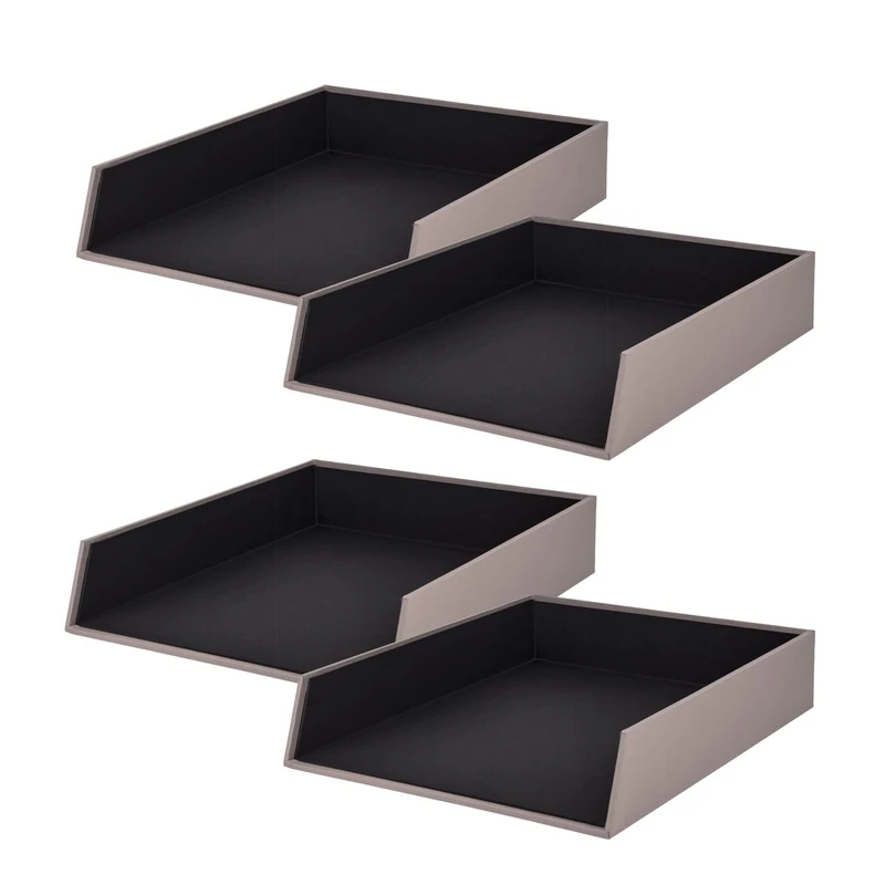 Rössler Papier 1335452490-4 - S.O.H.O ordner voor DIN A4, taupe, 4 stuks, stapelbare laden, brievenbak 26 x 6 x 32 cm