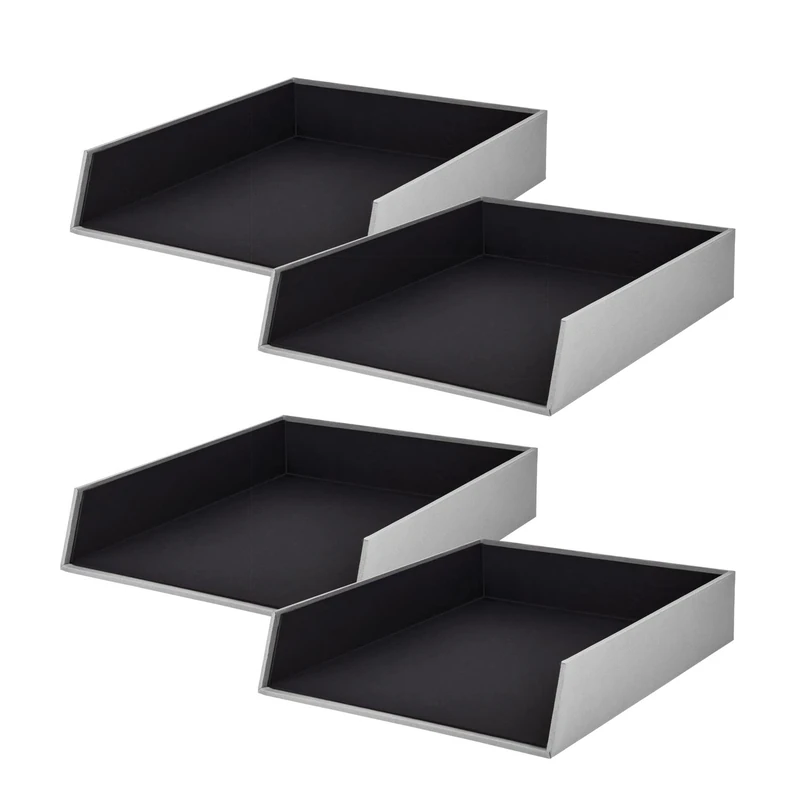 Rössler Papier 1335452170-4 - S.O.H.O Dienblad voor DIN A4, steen, 4 stuks, stapelbare bladen, brievenbak 26 x 6 x 32 cm