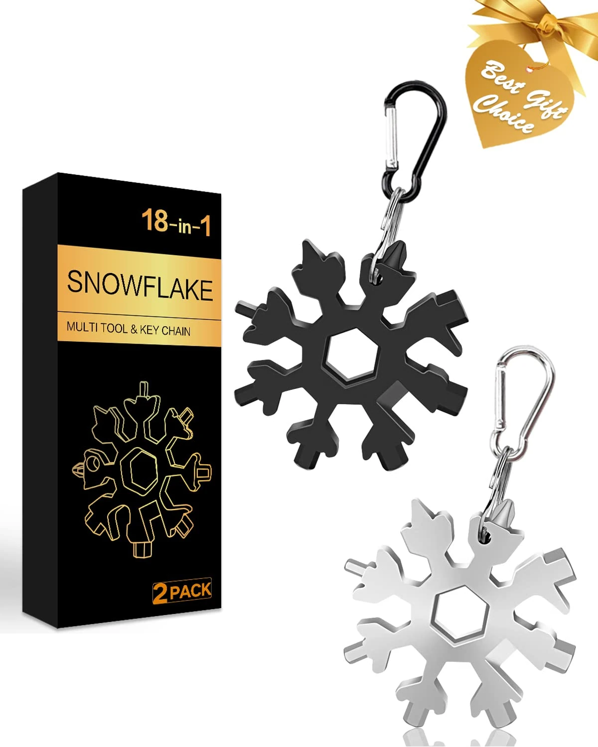 Gifts for Men, Stocking Fillers Gadgets for Christmas, 18-in-1 Snowflake Multitool Gifts for Him Dad Men Who Have Everything(2 Pack)