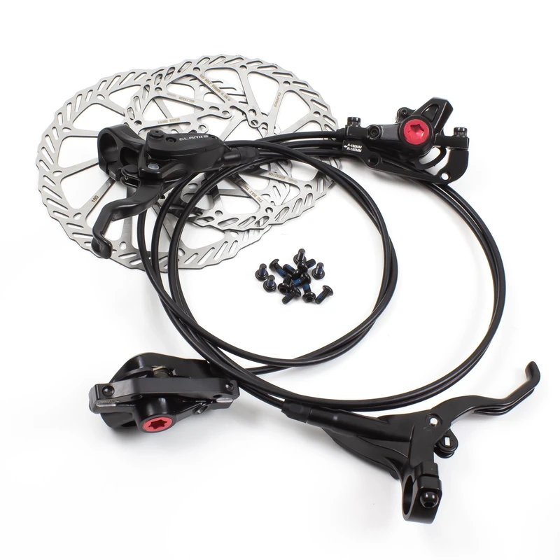 Clarks Cycle Systems M2 Hydraulic Disc Brake Set, Including Rotors, Olives, IS Mounts, Black, 160/160mm