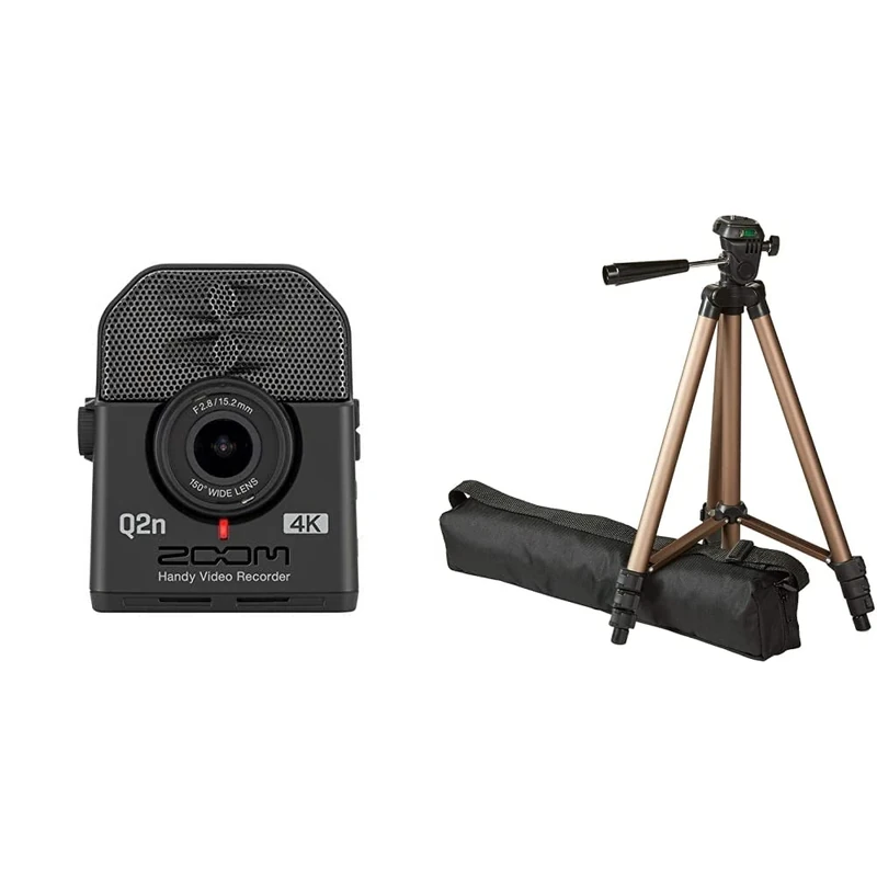 Zoom Q2n-4K - UK Version & Amazon Basics 127-cm (50-Inch) Lightweight Tripod with Bag