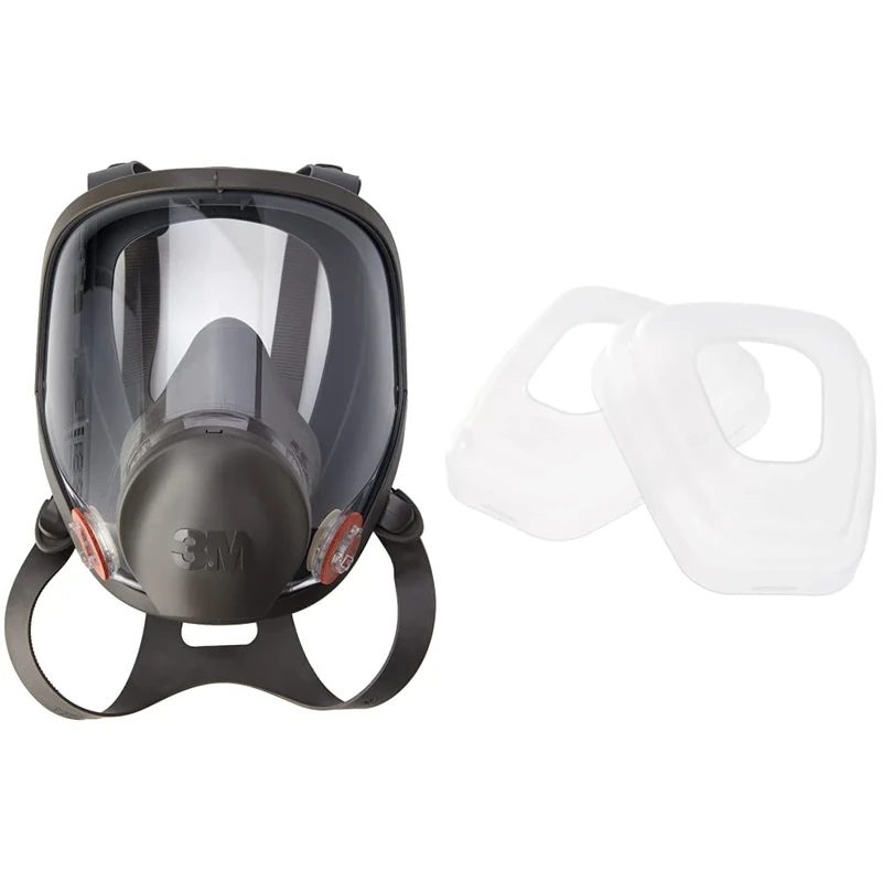 3M 7100015052 Reusable Full Face Mask, Large, 6900, EN safety certified & K0501 70-0707-5798-7 Bag of 2 Rings for combination of dust filters