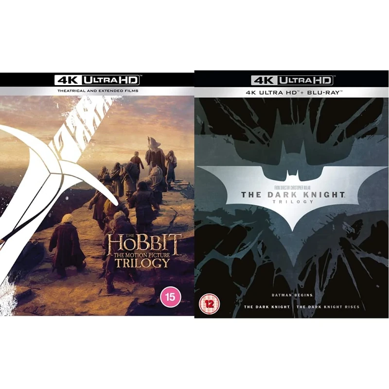 The Hobbit Trilogy [Theatrical and Extended Edition] [4K Ultra-HD] [2012] [Blu-ray] & The Dark Knight Trilogy [Batman] [4K Ultra-HD] [2012] [Blu-ray] [2017]