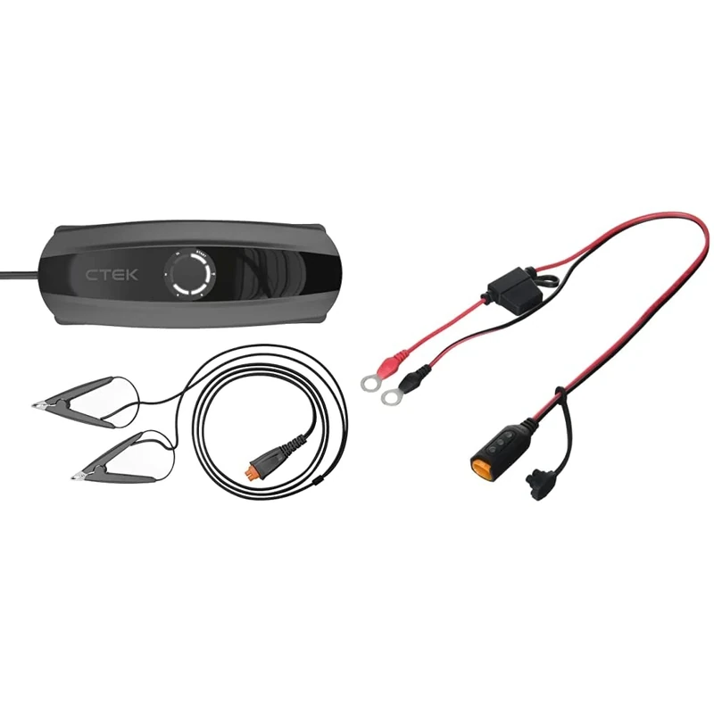 CTEK CS ONE Battery Charger and Maintenance Device with APTO Technology & 56-382 Indicator Eyelet M8: Practical LED Indicator for Immediate Battery Charge Levels, Red/Black