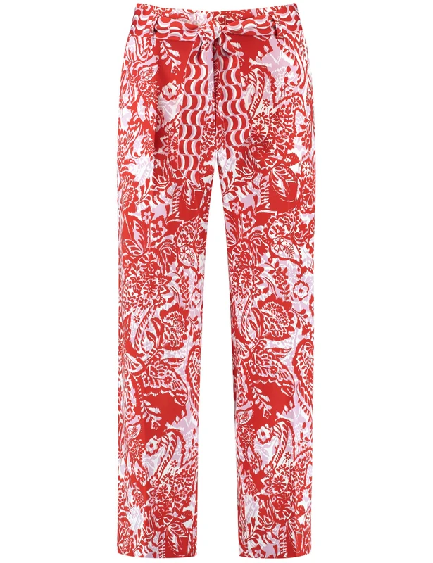 Gerry Weber Women's 120018-31214 Pants, Ecru/White/Red/Orange Print, 10 - Image 1