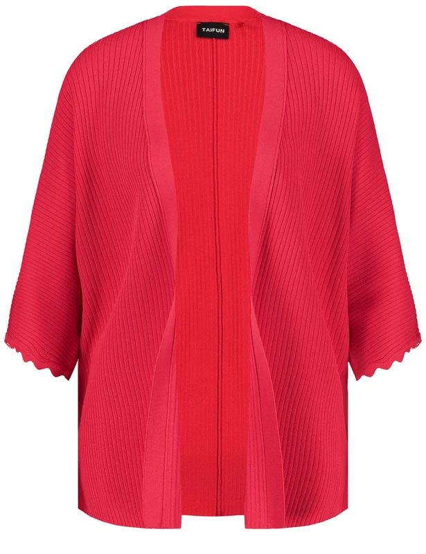 Taifun Women's Open Cardigan with Half Sleeve Half Sleeve Jacket Knitted Cardigan Plain Colours, Rose Kiss, 14