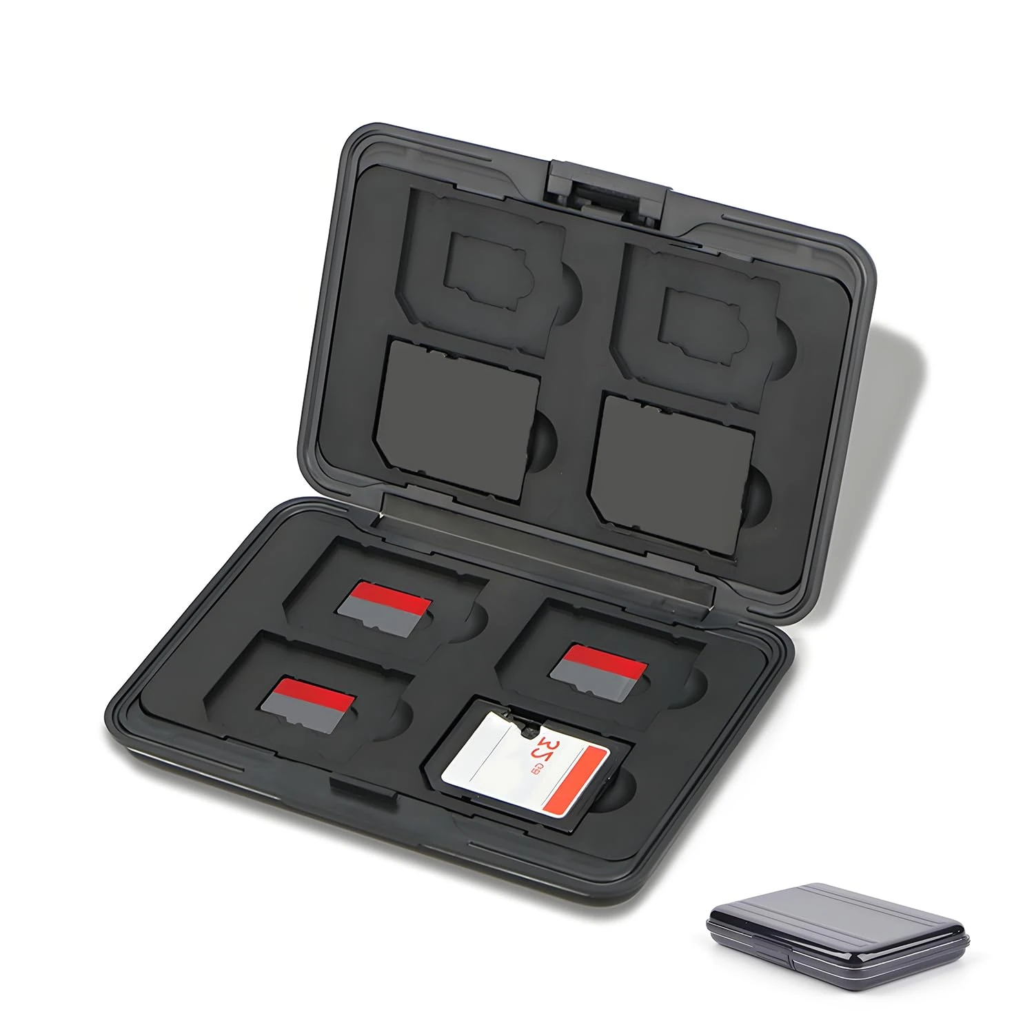 Jaimela 16 Slots Memory Card Case, for 8 Micro SD SDXC SDHC + 8 SD SDXC SDHC, Waterproof Shock Resistant (Black)