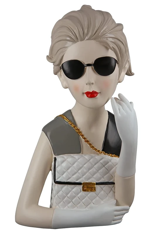 Gilde Poly Figur Lady with Handtasche Decorative Figurines, Multi-Colour, Unique