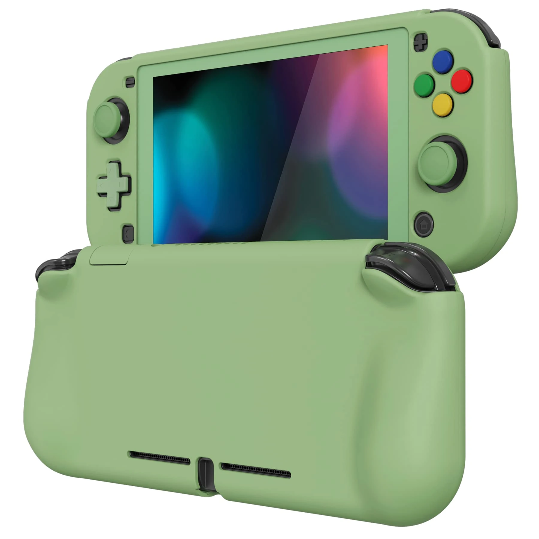 playvital ZealProtect Protective Case for Nintendo Switch Lite, Hard Shell Grip Cover for Nintendo Switch Lite w/Screen Protector & Thumb Grip Caps & Button Caps - Matcha Green