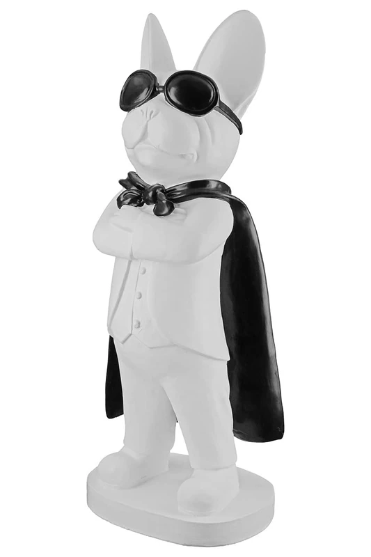 Casablanca Poly Dog Hero Dog Standing White with Black Glasses and Cape