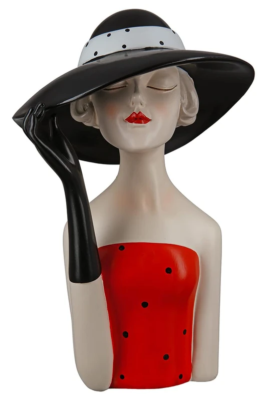 Gilde Poly Figur Lady m.Schwarzem Hut Decorative Figurines, Black, Unique - Image 1