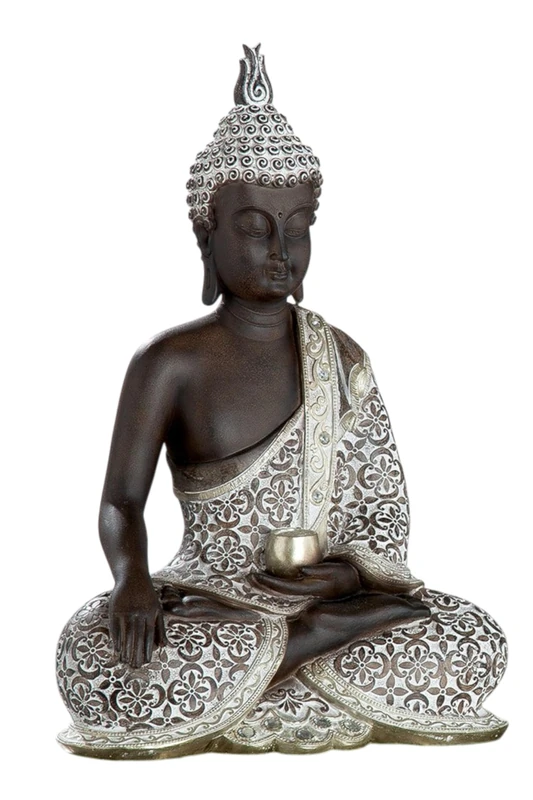 GILDE Buddha Figurine Resin Brown Height 29 cm