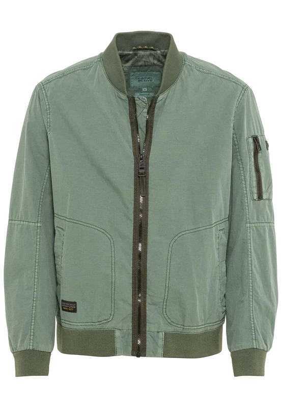 camel active Men's Blouson with College Collar, Green, 98 cm