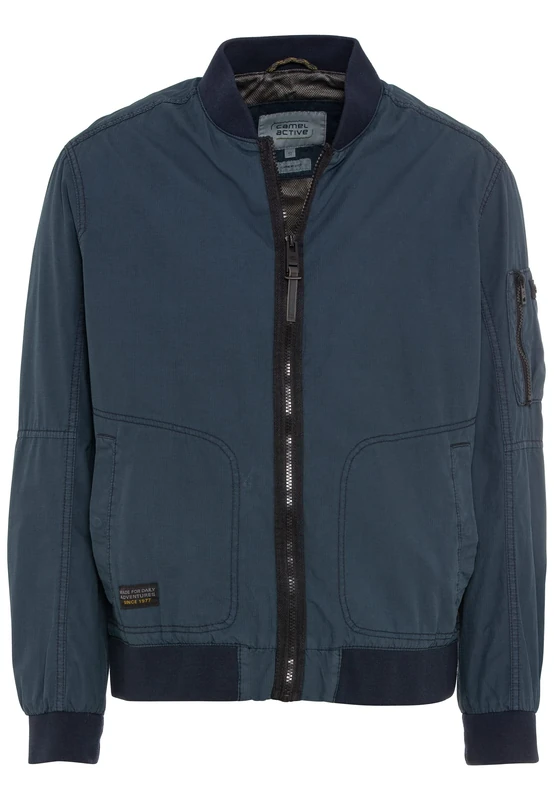 camel active Men's Blouson with College Collar, Blue, 32