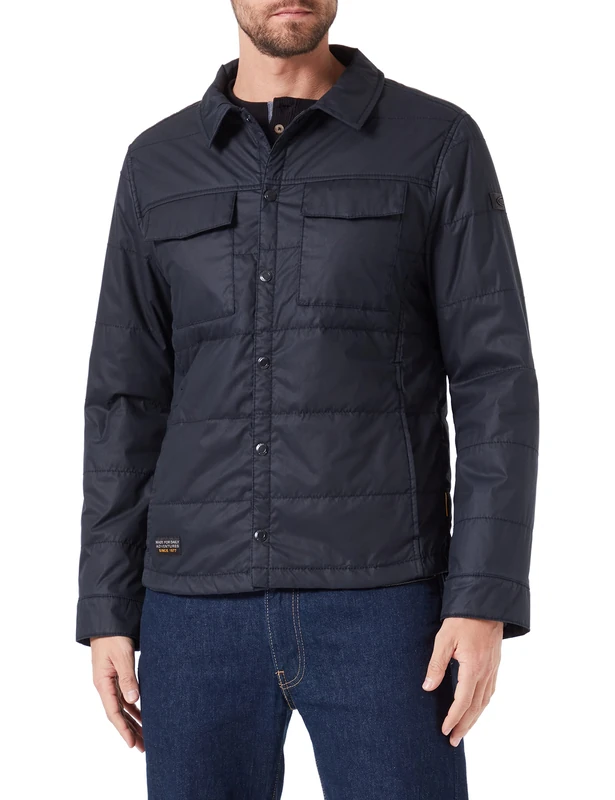camel active Men's Quilted Blouson with Chest Pockets, darkblue, 30 - Image 1