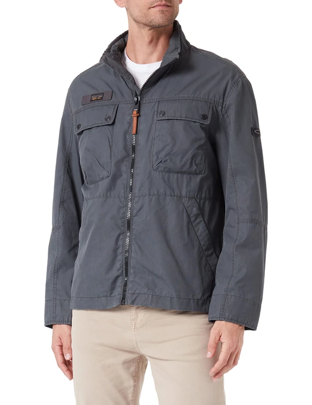 camel active Men's Blouson with Stand-up Collar, Darkgray, 38